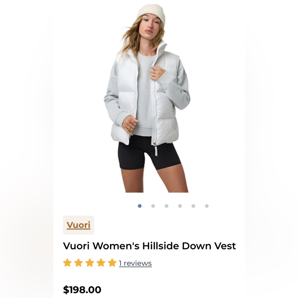 NWT Vuori Women’s White Hillside Puffer Vest size Medium - sold out! New is $198 - Picture 2 of 9